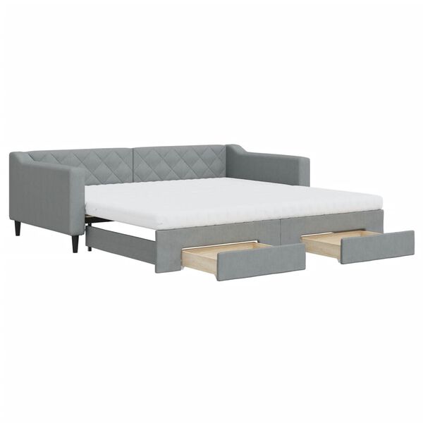 vidaXL Sof&aacute; cama nido con cajones tela gris claro 100x200 cm
