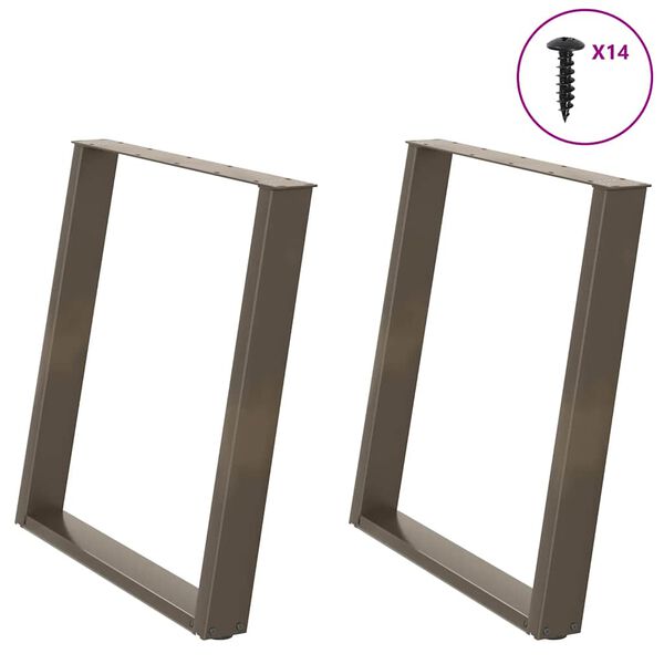 vidaXL Patas para mesa de comedor en forma de U (2 unidades, acero natural, 80 x 72-73 cm)
