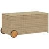 vidaXL Caja de almacenaje jard&iacute;n con ruedas rat&aacute;n PE beige mezcla 190L