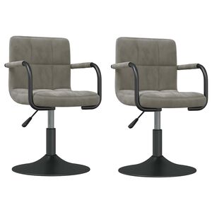 vidaXL Sillas de comedor giratorias 2 uds de terciopelo gris claro
