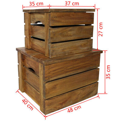 vidaXL Set de 2 cajas de almacenaje de madera maciza reciclada