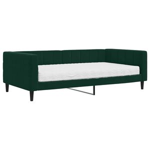 vidaXL Sof&aacute; cama con colch&oacute;n terciopelo verde oscuro 100x200 cm
