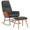 vidaXL Silla mecedora con reposapi&eacute;s tela gris oscuro