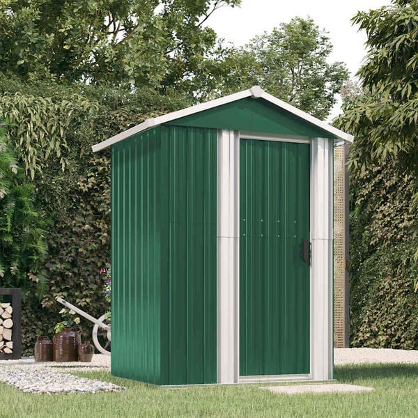 vidaXL Cobertizo de jard&iacute;n acero galvanizado verde 126x97,5x177 cm