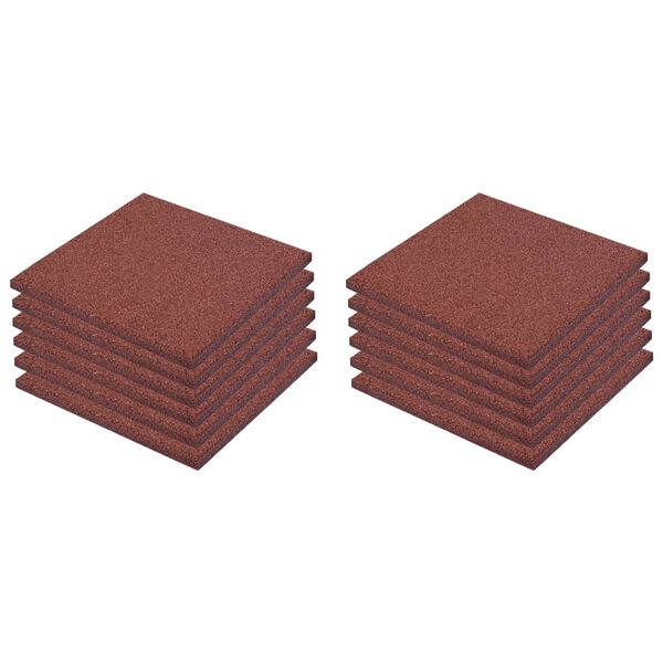 vidaXL Losetas de goma protecci&oacute;n de ca&iacute;das 12 unidades 50x50x3cm rojo
