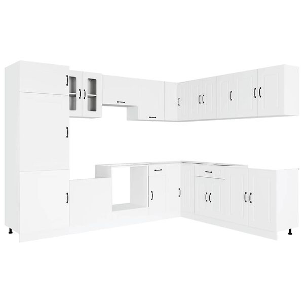 vidaXL Mueble de cocina Kalmar blanco 14 piezas madera contrachapada