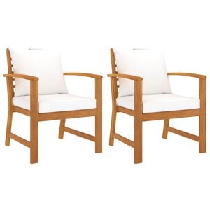 vidaXL Sillas de jard&iacute;n 2 uds madera madera acacia con cojines crema