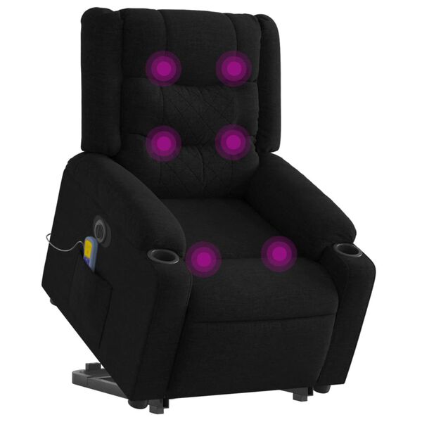 vidaXL Sill&oacute;n de masaje el&eacute;ctrico reclinable elevable tela negro