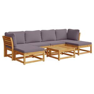 vidaXL Juego de muebles jard&iacute;n 7 pzas con cojines madera maciza acacia