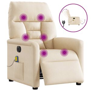 vidaXL Sill&oacute;n reclinable de masaje el&eacute;ctrico tela de microfibra beige