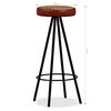 vidaXL Mesa y 4 taburetes bar madera maciza acacia cuero real y lona