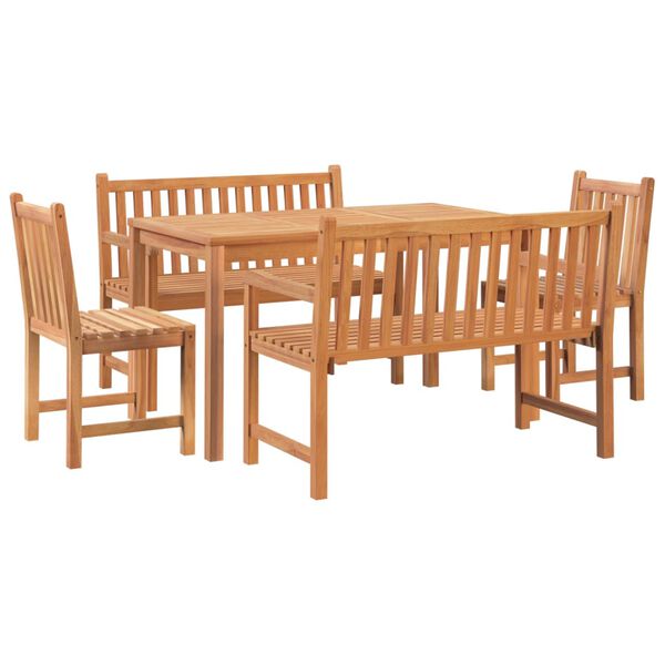 vidaXL Juego de comedor para jard&iacute;n 5 piezas madera maciza de teca