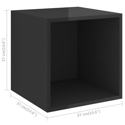 vidaXL Muebles de salón 4 piezas madera de ingeniería negro con brillo