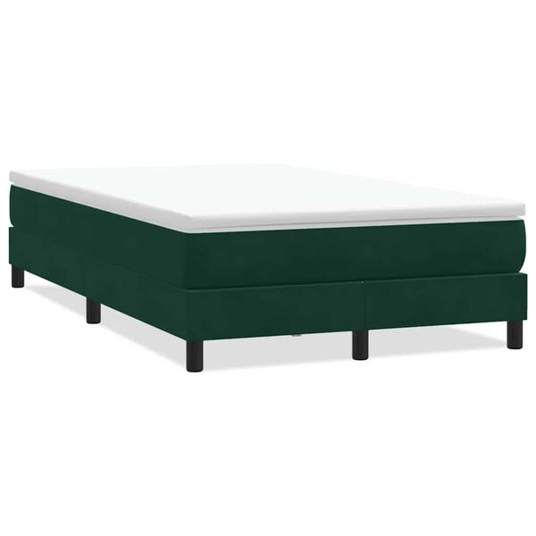 vidaXL Cama box spring sin colch&oacute;n terciopelo verde oscuro 120x210 cm