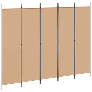 vidaXL Biombos de 5 Paneles Beige 250 x 200 cm Tela