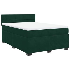 vidaXL Cama box spring con colch&oacute;n terciopelo verde oscuro 140x190 cm