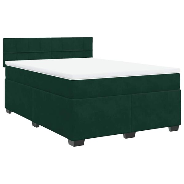 vidaXL Cama box spring con colch&oacute;n terciopelo verde oscuro 140x190 cm