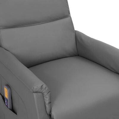vidaXL Sillón reclinable de masaje elevable cuero sintético gris