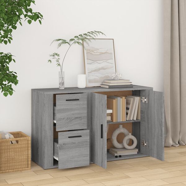 vidaXL Aparador de madera contrachapada gris Sonoma 100x33x59,5 cm