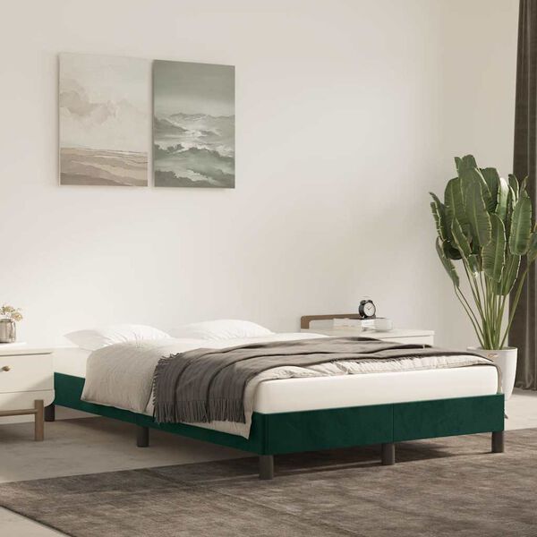 vidaXL Estructura cama sin colchón terciopelo verde oscuro 120x190cm