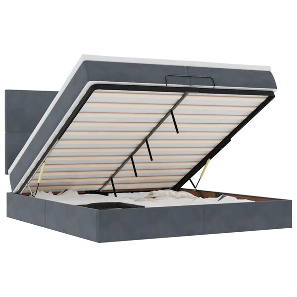 vidaXL Estructura cama otomana colchones terciopelo gris oscuro