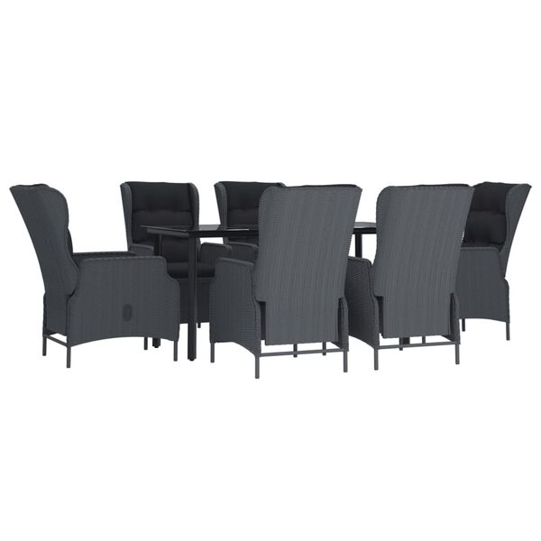 vidaXL Set de comedor para jardín 7 piezas ratán sintético gris oscuro