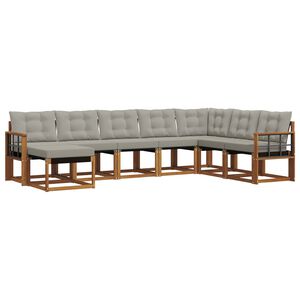 vidaXL Conjunto de sof&aacute;s de exterior 8 pcs Gris Natural y Claro