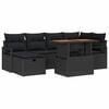 vidaXL Conjunto de sof&aacute; de jard&iacute;n 7 uds. Negro rat&aacute;n sint&eacute;tico