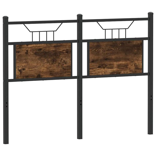 vidaXL Cabecero de repuesto de madera de ingenier&iacute;a y acero roble ahumado 120 cm