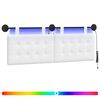 vidaXL Cabecero colgante Con luz LED Blanco Tela