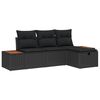 vidaXL Conjunto de sof&aacute; de jard&iacute;n 4 uds. Negro rat&aacute;n sint&eacute;tico