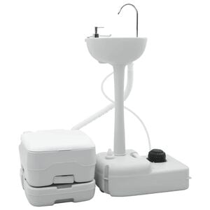 vidaXL Set de Inodoro para Camping 2 pcs Gris y