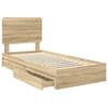 vidaXL Cama con almacenamiento con cabecera Roble Sonoma 90 x 200 cm