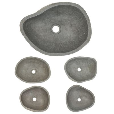 vidaXL Lavabo de piedra de río ovalado 37-46 cm
