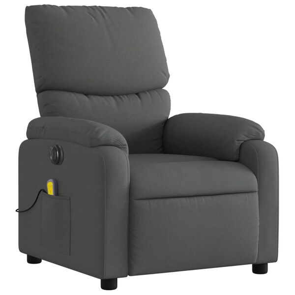 vidaXL Sillón reclinable de masaje eléctrico tela gris oscuro