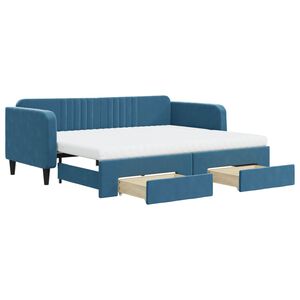 vidaXL Sof&aacute; cama nido con cajones terciopelo azul 90x200 cm
