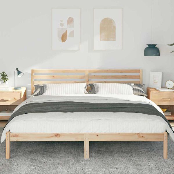 vidaXL Estructura de cama Marr&oacute;n 200 x 200 cm Madera de pino macizo