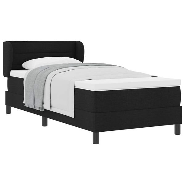 vidaXL Cama tipo Box Spring con colch&oacute;n Negro 90 x 200 cm tela