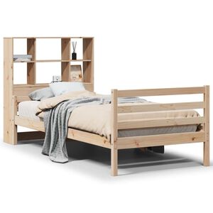 vidaXL Cama con estanter&iacute;a sin colch&oacute;n madera maciza de pino 90x200 cm
