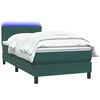 vidaXL Cama box spring con colch&oacute;n y LED terciopelo verde oscuro 80x220 cm