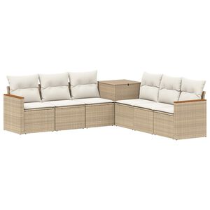 vidaXL Juego de Sof&aacute; 7 uds. Beige y blanco crema