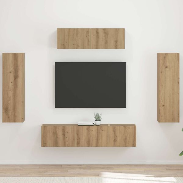vidaXL Mueble de TV 5 pcs Roble artesanal