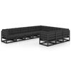 vidaXL Set de muebles de jard&iacute;n 10 pzas con cojines madera pino negro