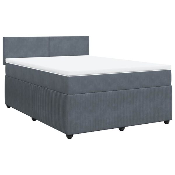 vidaXL Cama box spring con colch&oacute;n terciopelo gris oscuro 140x200 cm