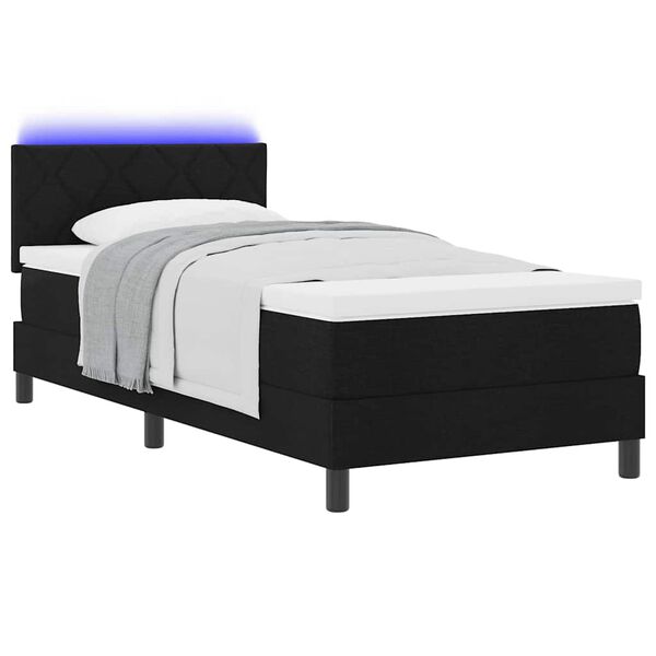 vidaXL Cama tipo Box Spring con colch&oacute;n con LED Negro 90 x 200 cm tela