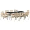 vidaXL Conjunto de Comedor de Jard&iacute;n 9 pcs Beige rat&aacute;n sint&eacute;tico