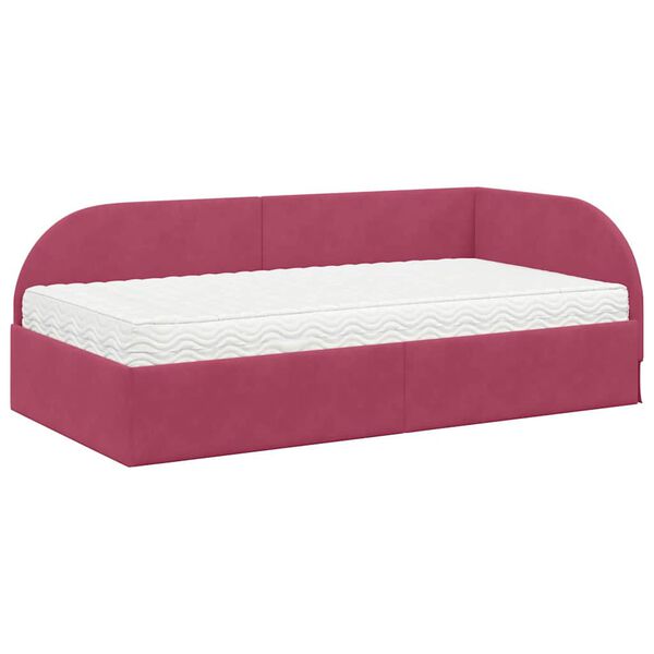 vidaXL Estructura de Cama Esquina con Colch&oacute;n 2 pcs Rojo Terciopelo