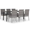 vidaXL Juego de comedor para jard&iacute;n 7 piezas rat&aacute;n sint&eacute;tico gris