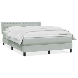 vidaXL Cama box spring con colch&oacute;n terciopelo gris claro 160x210 cm