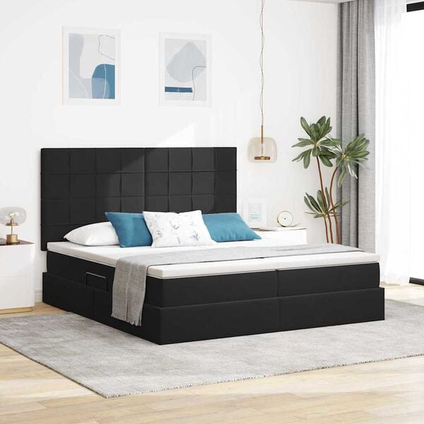 vidaXL Cama con almacenamiento Negro 180 x 200 cm Terciopelo